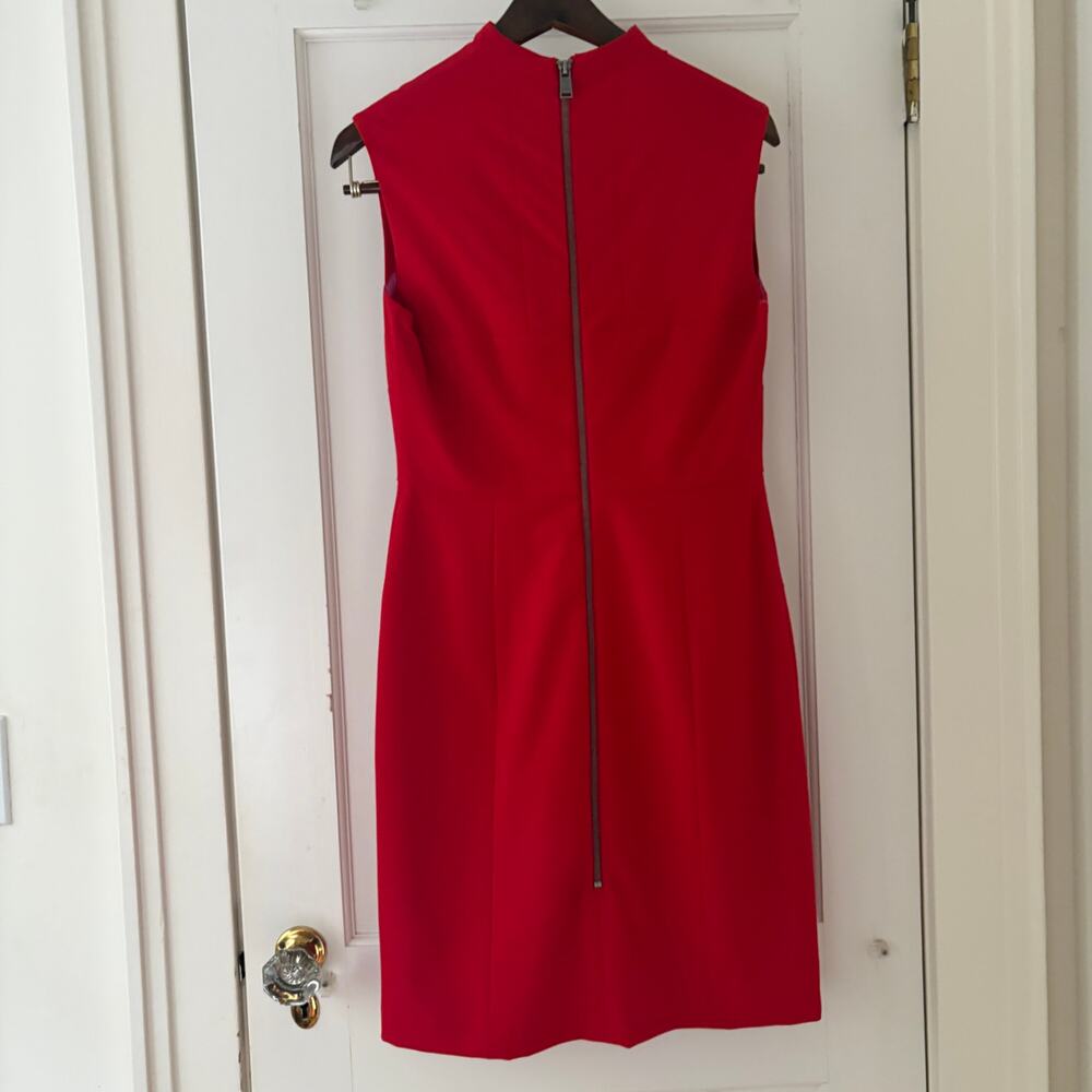 Andrew Marc Envelope Collar Sheath Red Dress Size 8 - Picture 3 of 8